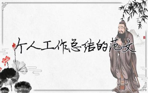 個人工作總結的范文（精選合集18篇）