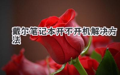 戴爾筆記本開不開機(jī)解決方法